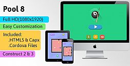 Pool 8 - HTML5 Game (Construct 2 | Construct 3 | Capx | C3p) - Puzzle Game
