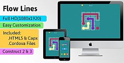 Flow Lines - HTML5 Game (Construct 2 | Construct 3 | Capx | C3p) - Puzzle Game