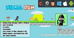 Ninja Run Adventure - 21 levels - HTML5 Game Fullscreen display - Web & Mobile + AdMob (CAPX)