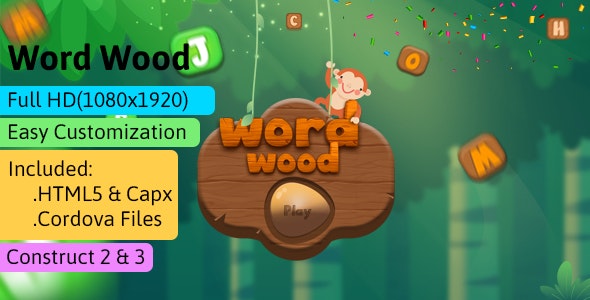 Word Wood- HTML5 Game (Construct 2 | Construct 3 | Capx | C3p) - Word Game