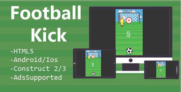 Football Kick HTML5 & Mobile Game (Construct 2 & 3)