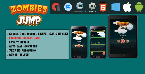 Jumping Monsters - HTML5 Game - Mobile, Facebook Instant Games & Web (HTML5 & C2,C3)
