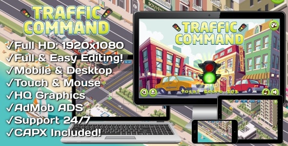 Traffic Command - HTML5 Game + Mobile Version! (Construct 3 | Construct 2 | Capx)