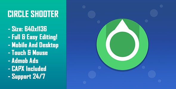 Circle Shooter - HTML5 Game + Mobile Version! (Construct 2 / Construct 3 / CAPX)
